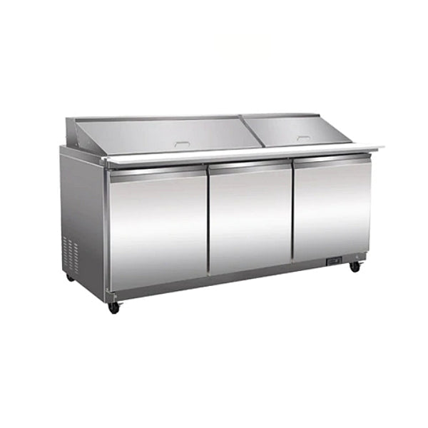 72" CHEF  Triple Door Refrigerated Mega Top Sandwich Prep Table S-72M