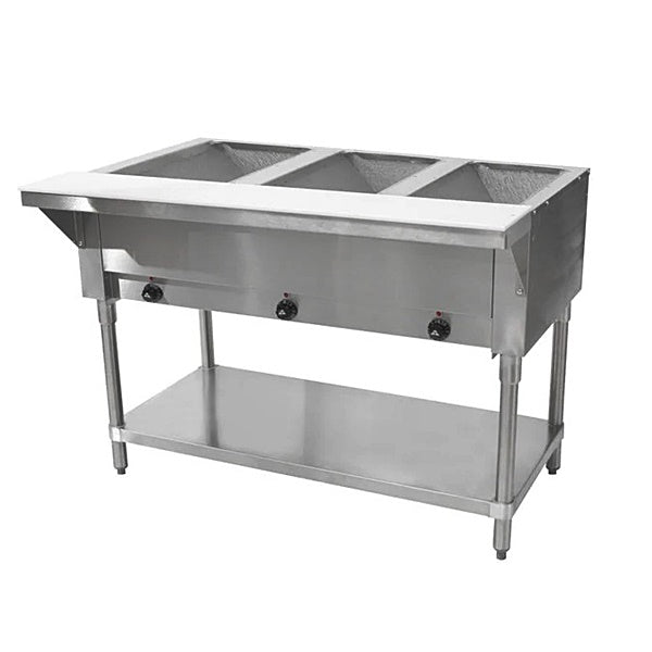 CHEF Liquid Propane Three Pan Steam Table with Sneeze Guard HN-3-LP