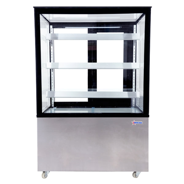 36'' Omcan Square Glass Floor Refrigerated Display Case 13.77Cu.Ft. Capacity, 44382