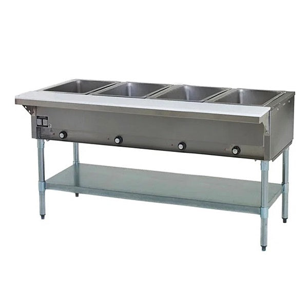 CHEF Electric Four Pan Steam Table with Sneeze Guard HN-4-120-S