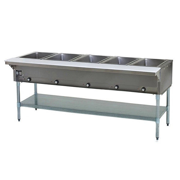 CHEF Liquid Propane Five Pan Steam Table with Sneeze Guard HN-5-LP