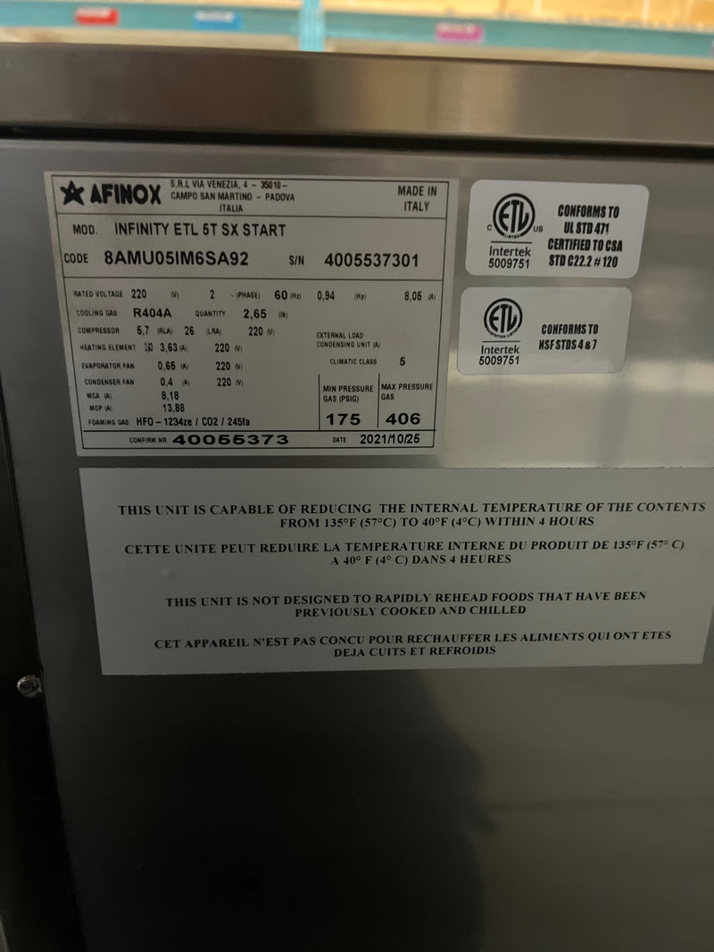 USED Blast Chiller Afinox Infinity 5 All-In-One FOR01774