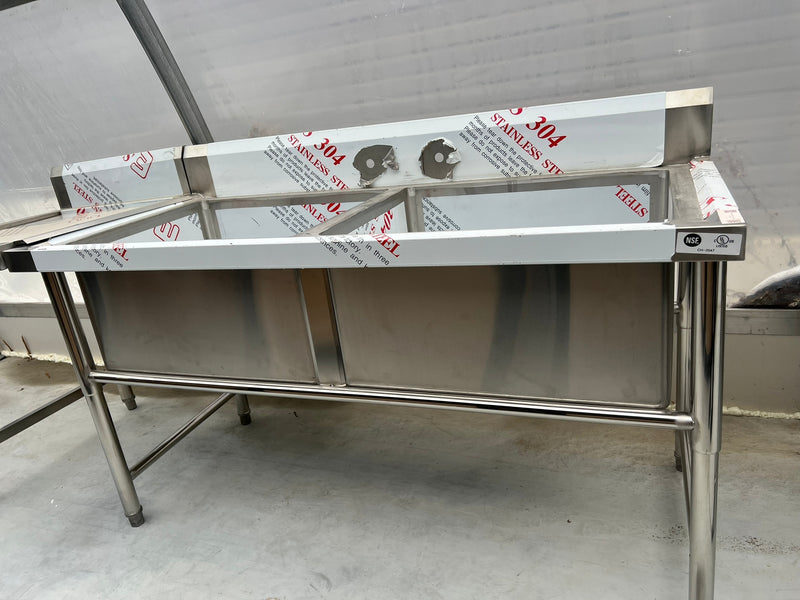 59'' CHEF Two Tub Sink with Centre Drain & No Drainboard CH-2047