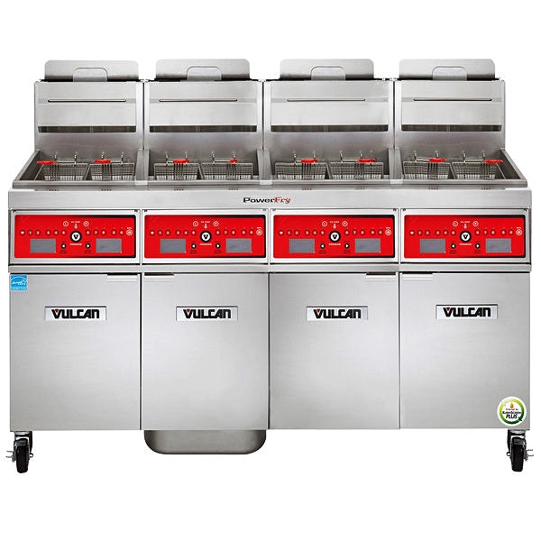 Vulcan Natural Gas 4 Unit Floor Fryer System with Digital Controls 4TR85DF