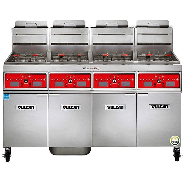 Vulcan 4 Unit Floor Fryer System with Digital Controls & KleenScreen Filtration 4TR45DF
