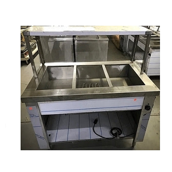 46" CHEF Three-Pan Electric Hot Table With Sneeze Guard SIN3C