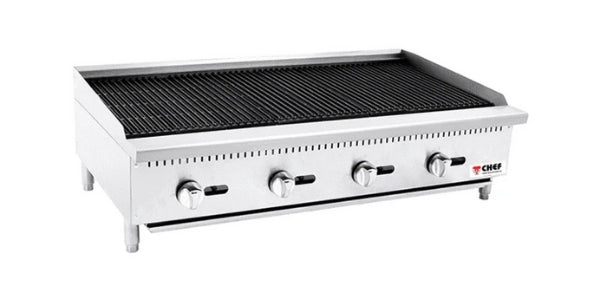 CHEF 48″ Heavy Duty Countertop Char-Rock Broiler ATCB-48