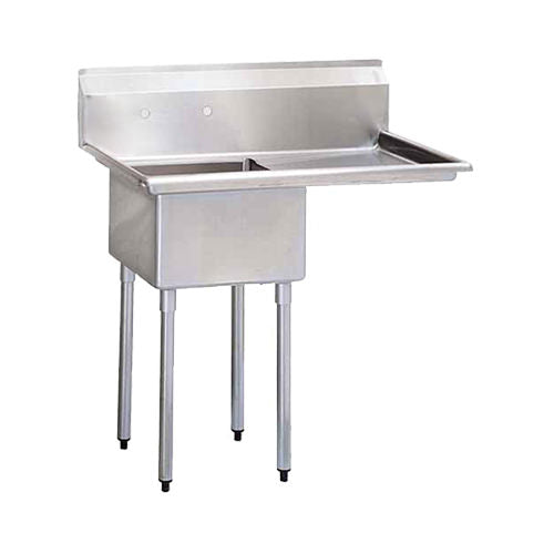 EFI 24″ x 24″ x 14″ Corner Drain One Compartment Sink With Right Drain Board SI824-1R