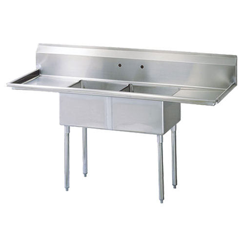 EFI 24″ x 24″ x 14″ Corner Drain Two Compartment Sink With Two Drain Boards SI824-2B