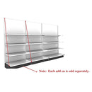 White Single Side 4 Shelve + 1 Base Gondola, Heavy Duty Gondola Shelves Wall Unit HBR-3066W