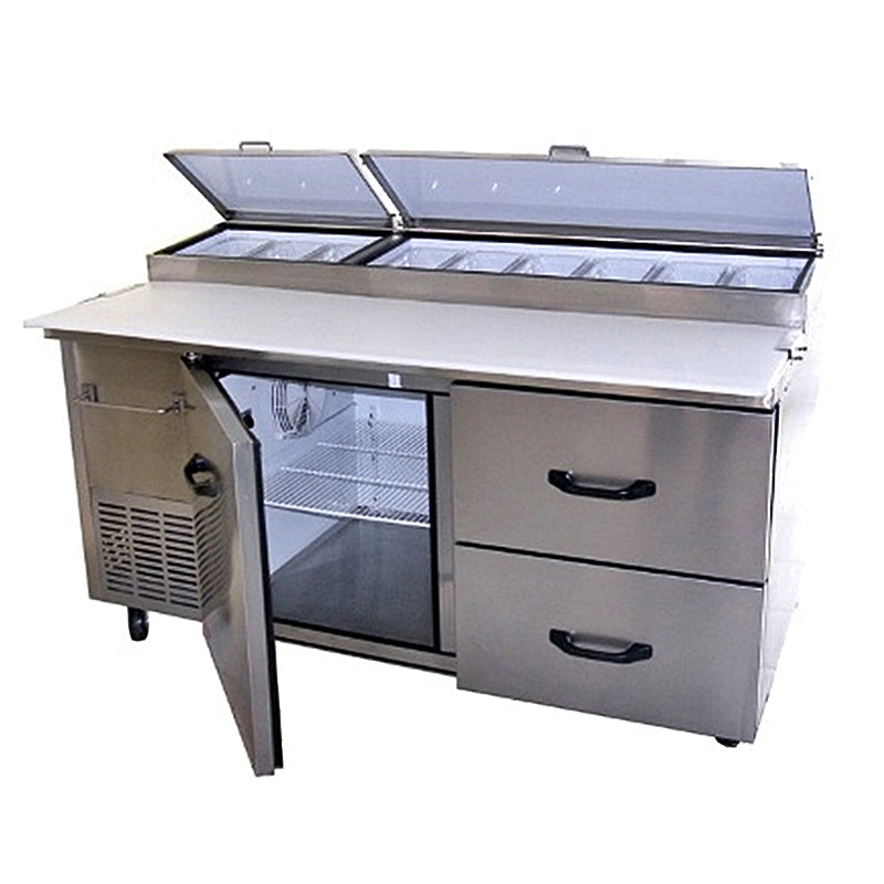 67'' Pro-Kold Single Door 2 Drawers Pizza Prep Table PPT-67-21