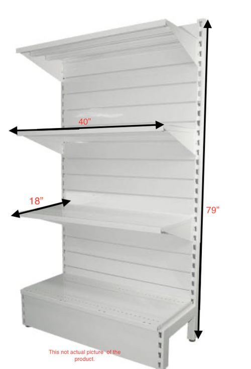 White Single Side 4 Shelve + 1 Base Gondola, Heavy Duty Gondola Shelve