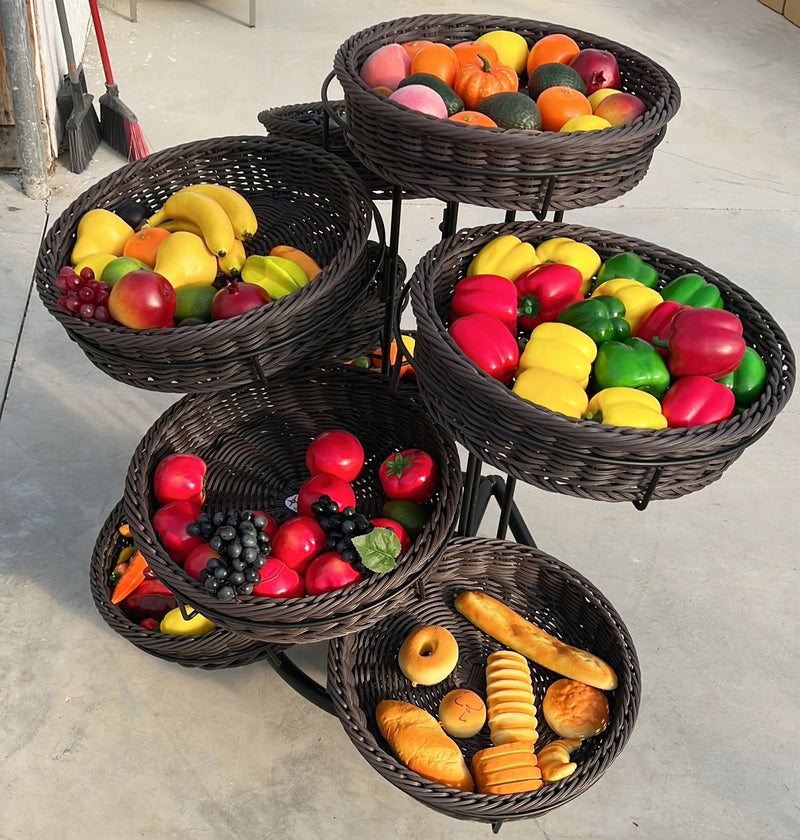 Round Plastic Rattan Basket with Display Shelf HBR-3057