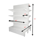White Double Sided 4 Shelve + 1 Base, Heavy Duty Supermarket Gondola Shelves HBR-3008W