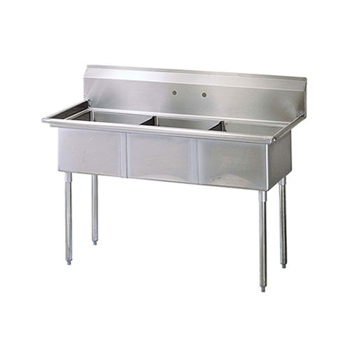 EFI 24″ x 24″ x 14″ Corner Drain Three Compartment Sink With No Drain Board SI824-3N