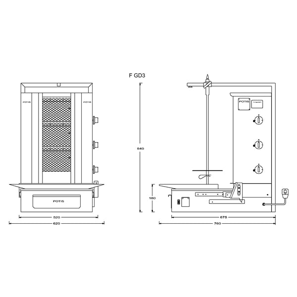 Ozti Natural Gas Shawarma/Doner Machine GD3